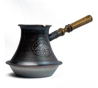 Fait à la Main Pot de café Maker - 3-5-7 Tasses - arménien en cuivre Jazva Ararat - Manche en Bois - Turc Arabe Grec Cezve Jezve Ibrik Turka Jazve 3 Cup (9 US FL.oz) Marron