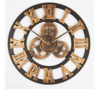 Fait à la Main Ultra 3D Vintage Country Art Deco Big Gear Grande Horloge Murale Vintage en Bois (Couleur: C, Taille: 40cm) (C 45cm)