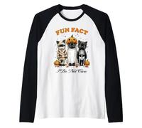 Fait Amusant d'halloween : Je m'en Fous des Mignons Chats Noirs Manche Raglan