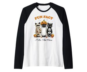 Fait Amusant d'halloween : Je m'en Fous des Mignons Chats Noirs Manche Raglan