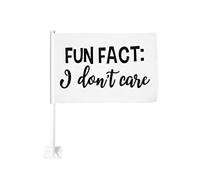Fait amusant, je m'en fiche, drapeau de voiture 12x18, décoration de fenêtre de voiture, drapeaux de fenêtre de voiture imperméables, clip de fenêtre double face, drapeau de fenêtre résistant à la déc