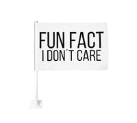 Fait amusant, je m'en fiche, drapeau de voiture 12x18, décoration de fenêtre de voiture, drapeaux de fenêtre de voiture imperméables, clip de fenêtre double face, drapeau de fenêtre résistant à la déc