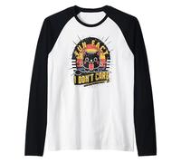 Fait drôle Je m'en fiche Chat rétro Sarcastique Manche Raglan