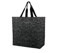 FAITEMGG Sacs de courses réutilisables vintage Halloween noir victorien gothique crâne damassé sacs fourre-tout sacs fourre-tout sac à bandoulière pour voyage, pique-nique, quotidien, femmes