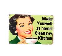 Faites comme chez vous! Nettoyez ma cuisine en mtal en mtal Mangez ici panneau de cuisine de cuisine de cuisine garage restaurant Nouveaut Sig