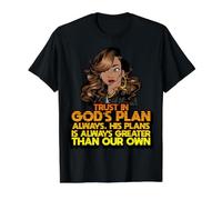 Faites Confiance à la pla de Dieu Toujours. Ses Plans sont Toujours Plus Grands Que T-Shirt Graphique avec Valeur, Homme, Noir, S