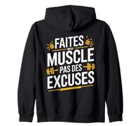 Faites du Muscle Pas des Excuses Fitness Sport Motivation Sweat à Capuche