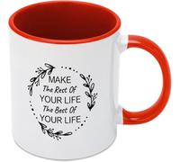 Faites du reste de votre vie le meilleur de votre vie. Mug à café original en céramique imprimée recto verso, 325 ml (11 oz), idéal comme cadeau pour maman, papa, un ami, votre femme ou votre mari.
