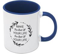 Faites du reste de votre vie le meilleur de votre vie. Mug à café original en céramique imprimée recto verso, 325 ml (11 oz), idéal comme cadeau pour maman, papa, un ami, votre femme ou votre mari.