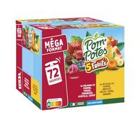 Faites le plein de saveurs avec POM'POTES Compote 5 Fruits sans sucres ajoutés, Méga format 72 gourdes de 90g, Pommes origine France
