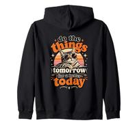Faites Les Choses Demain pour Mieux Aujourd'hui Cool Lazy Cat Retro Sweat à Capuche