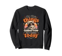 Faites Les Choses Demain pour Mieux Aujourd'hui Cool Lazy Cat Retro Sweatshirt