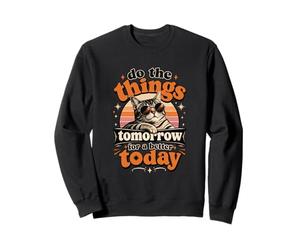 Faites Les Choses Demain pour Mieux Aujourd'hui Cool Lazy Cat Retro Sweatshirt