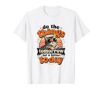 Faites Les Choses Demain pour Mieux Aujourd'hui Cool Lazy Cat Retro T-Shirt Graphique avec Valeur