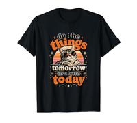 Faites Les Choses Demain pour Mieux Aujourd'hui Cool Lazy Cat Retro T-Shirt Graphique avec Valeur