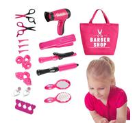 : Faites semblant de jouer chez le coiffeur - Kit de jouet styliste pour enfants de 15 pièces, miroir interactif pour sèche-cheveux, peigne, développe la motricité, sons de travail réalistes |