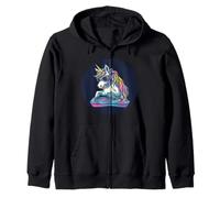 Faites tourner des mélodies magiques avec cette drôle de licorne DJ tenue Sweat à Capuche