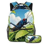 Faites une déclaration à l'école avec ce lot de 2 sacs d'école pour garçons et filles, adolescents, sac à dos et trousse à crayons, motif de cricket mignon, multicolore, B:29.4x20x40cm\