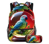 Faites une déclaration avec ce sac d'école tendance 2 pièces pour garçons, filles, adolescents, boule de cristal renard, Multicolore #04, B:29.4x20x40cm P:19x7.5x3.8cm, Sacs à dos de jour