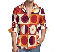 Faites une déclaration de style avec cette chemise à manches longues rétro des années 70 imprimée 3D pour homme (M rouge)