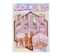 Faites vos propres autocollants de maison - décalcomanies de scène de cabine de dessin animé avec matériau en carton | Autocollants à la main pour les petites maisons pour animaux de compagnie