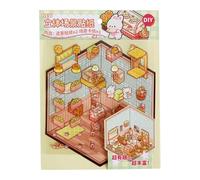 Faites vos propres autocollants de maison - décalcomanies de scène de cabine de dessin animé avec matériau en carton | Autocollants à la main pour les petites maisons pour animaux de compagnie