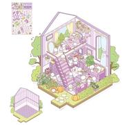 Faites vos propres autocollants de scène, autocollants de maison miniature | Occèdes de compte à effet manuel 3D | Secs de scène d'aménagement paysager, outil de décoration de scrapbooking de dessins