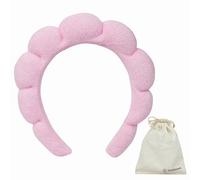 Faites-vous plaisir avec notre bandeau de spa antidérapant, parfait pour se laver le visage, démaquillage - bandeau à bulles pour fille douce (rose)