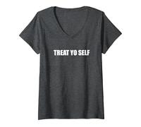 Faites-Vous Plaisir T-Shirt avec Col en V, Femme, Chiné Foncé, XXL