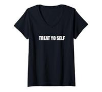 Faites-Vous Plaisir T-Shirt avec Col en V, Femme, Noir, XL