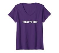 Faites-Vous Plaisir T-Shirt avec Col en V, Femme, Violet, M