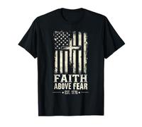 Faith Above Fear Est. 1776 T-Shirt chrétien américain Vintage T-Shirt