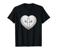 Faith and Fairway Christian Golf Heart Cross T-Shirt