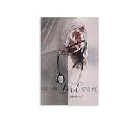 Faith-Based Wall Art for Office - “Here I Am Lord Send Me” Bible Verse Print, Gift for Nurses, Pastors & Church Staff(Framed,12x18inch(30x45cm))