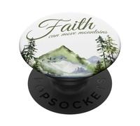Faith Can Move Mountains - Matthew 17:20 Women Girls Nature PopSockets PopGrip Adhésif
