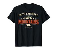 Faith Can Move Mountains Retro Sunset Bible Verse Christian T-Shirt