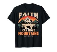 Faith Can Move Mountains Retro Sunset Bible Verse Christian T-Shirt