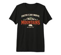 Faith Can Move Mountains Retro Sunset Bible Verse Christian T-Shirt Haut de Gamme