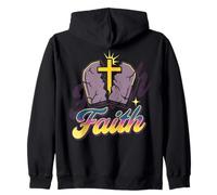 Faith Cross Breaking Stone Vivid Christian Typographie Art Sweat à Capuche