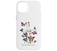 Faith Cross Butterflies Floral Religious Christ Flowers Coque pour iPhone 14 Plus