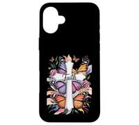 Faith Cross Butterflies Floral Religious Christ Flowers Coque pour iPhone 16 Plus