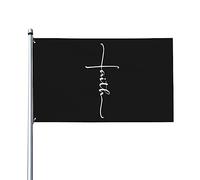Faith Cross Faith Shirt Drapeau de maison de Jésus chrétien, drapeau de 9,5 x 1,5 m sur un seul côté à l'extérieur, bannières anti-décoloration aux couleurs vives, décoration extérieure de cour
