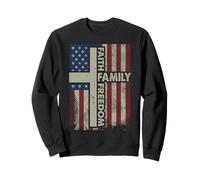 Faith Drapeau américain Chrétien Religieux Dieu Jésus Hommes Femmes Enfants Sweatshirt