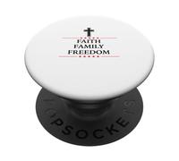 Faith Family Liberté Drapeau américain Patriote USA Christian PopSockets PopGrip Adhésif