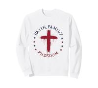 Faith Family Liberté Drapeau américain Patriote USA Christian Sweatshirt