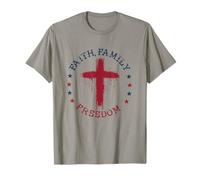 Faith Family Liberté Drapeau américain Patriote USA Christian T-Shirt