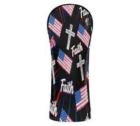 Faith Flag 4th of July Stars Housse de golf en cuir de qualité supérieure imperméable avec étiquettes interchangeables pour bois et pilote hybride
