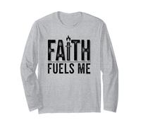 Faith Fuels Me Inspirational Jésus Croix Flamme Chrétienne Manche Longue