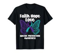 Faith Hope Love Butterfly Sensibilisation à la prévention du Suicide T-Shirt