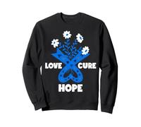 Faith Hope Love Cure Boîte avec Ruban Bleu Sweatshirt